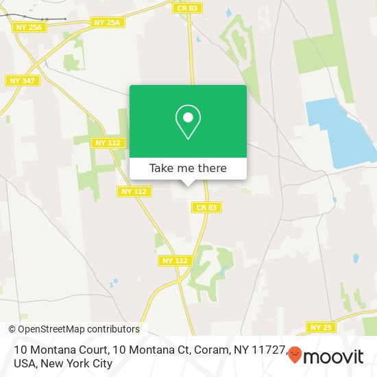 Mapa de 10 Montana Court, 10 Montana Ct, Coram, NY 11727, USA