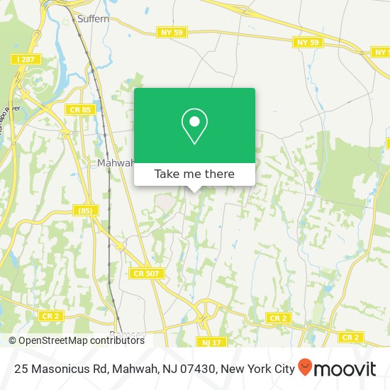 Mapa de 25 Masonicus Rd, Mahwah, NJ 07430