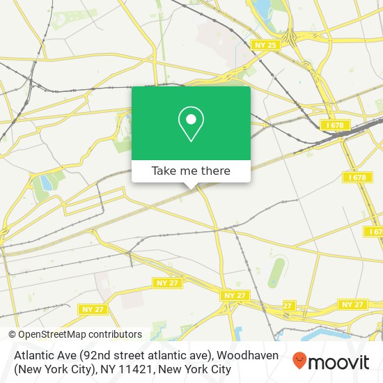 Atlantic Ave (92nd street atlantic ave), Woodhaven (New York City), NY 11421 map