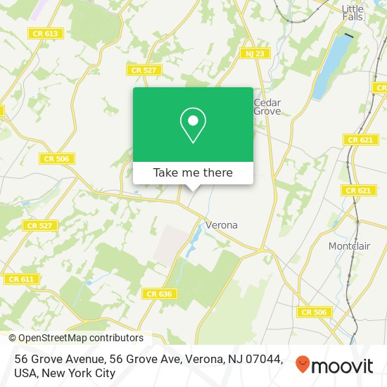 Mapa de 56 Grove Avenue, 56 Grove Ave, Verona, NJ 07044, USA