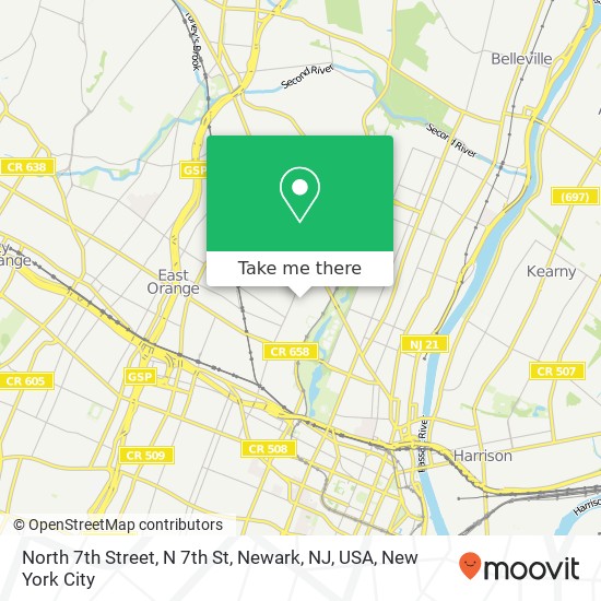 Mapa de North 7th Street, N 7th St, Newark, NJ, USA