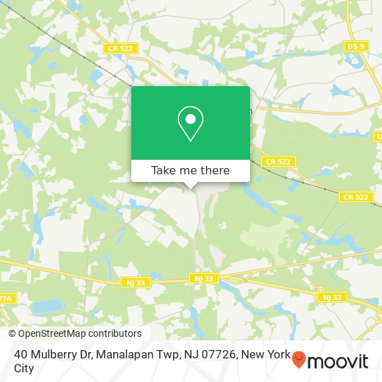 Mapa de 40 Mulberry Dr, Manalapan Twp, NJ 07726
