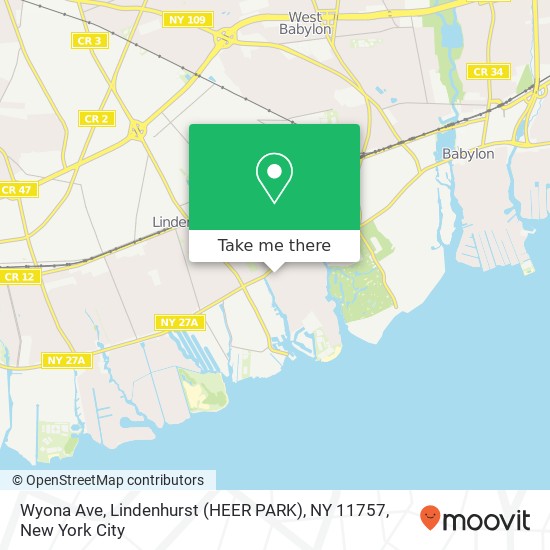 Mapa de Wyona Ave, Lindenhurst (HEER PARK), NY 11757
