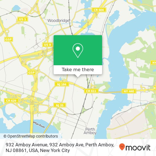 Mapa de 932 Amboy Avenue, 932 Amboy Ave, Perth Amboy, NJ 08861, USA