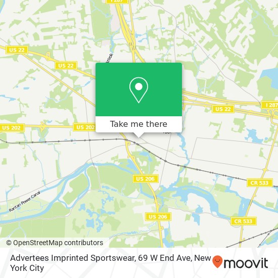 Advertees Imprinted Sportswear, 69 W End Ave map