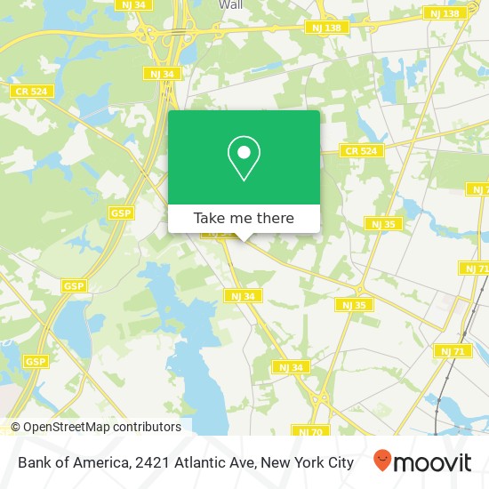 Mapa de Bank of America, 2421 Atlantic Ave