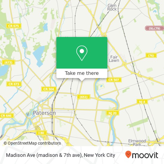 Mapa de Madison Ave (madison & 7th ave), Paterson, NJ 07524