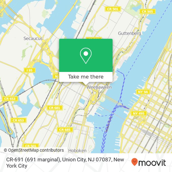 Mapa de CR-691 (691 marginal), Union City, NJ 07087