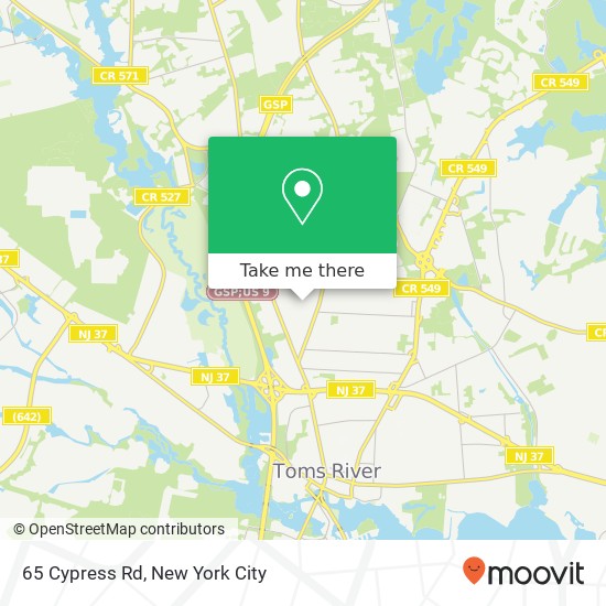Mapa de 65 Cypress Rd, Toms River, NJ 08753