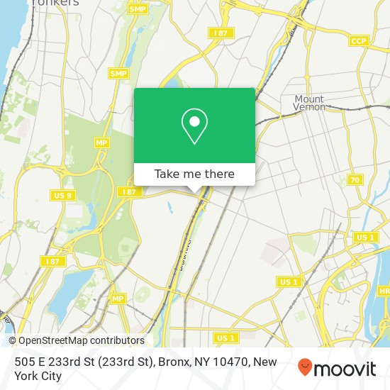Mapa de 505 E 233rd St (233rd St), Bronx, NY 10470