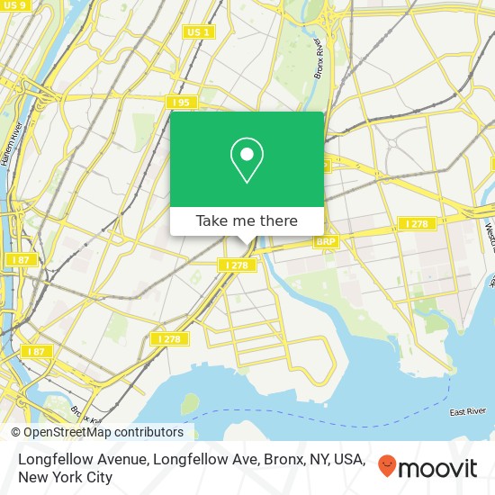 Mapa de Longfellow Avenue, Longfellow Ave, Bronx, NY, USA