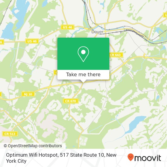 Mapa de Optimum Wifi Hotspot, 517 State Route 10