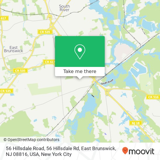 Mapa de 56 Hillsdale Road, 56 Hillsdale Rd, East Brunswick, NJ 08816, USA