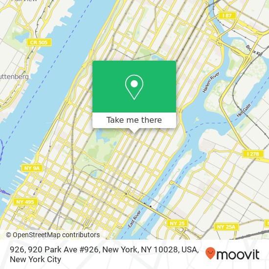 926, 920 Park Ave #926, New York, NY 10028, USA map