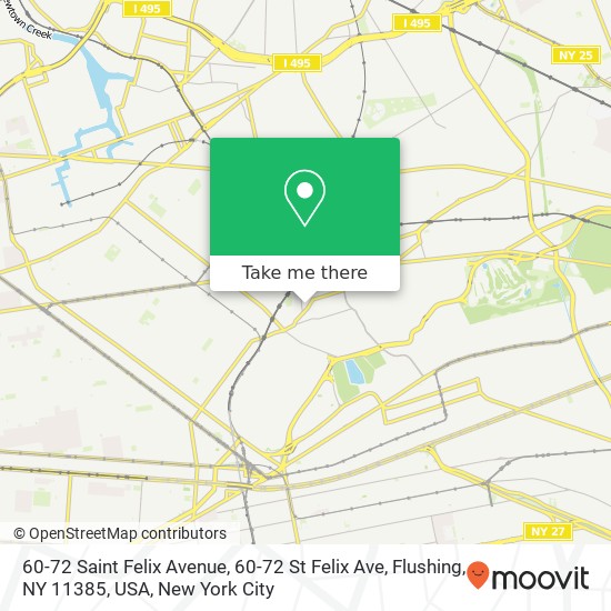 60-72 Saint Felix Avenue, 60-72 St Felix Ave, Flushing, NY 11385, USA map