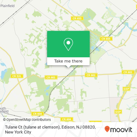 Mapa de Tulane Ct (tulane at clemson), Edison, NJ 08820