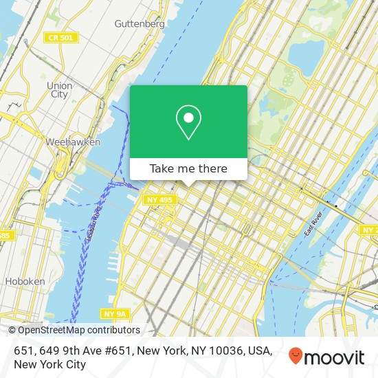 Mapa de 651, 649 9th Ave #651, New York, NY 10036, USA