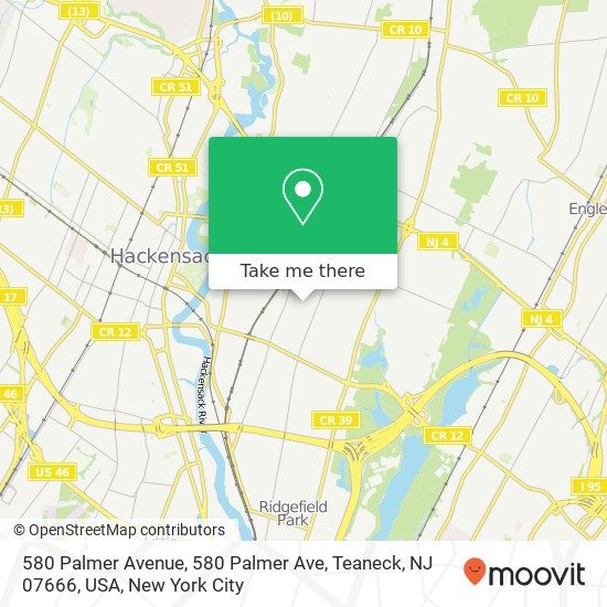 580 Palmer Avenue, 580 Palmer Ave, Teaneck, NJ 07666, USA map