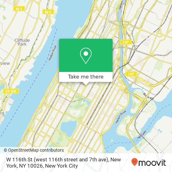 Mapa de W 116th St (west 116th street and 7th ave), New York, NY 10026