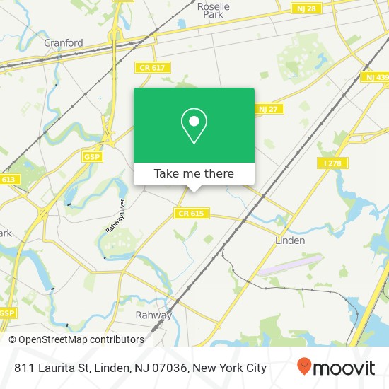 Mapa de 811 Laurita St, Linden, NJ 07036