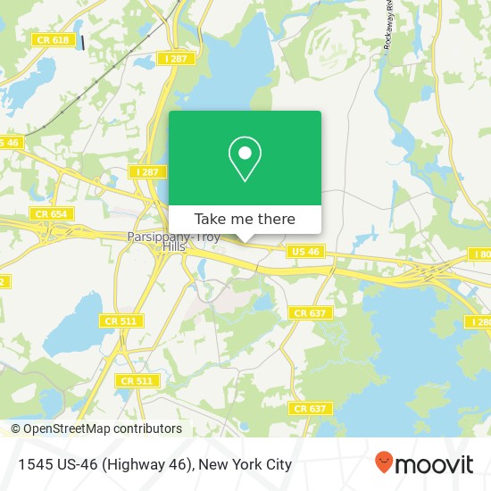 Mapa de 1545 US-46 (Highway 46), Parsippany, NJ 07054