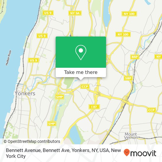 Bennett Avenue, Bennett Ave, Yonkers, NY, USA map