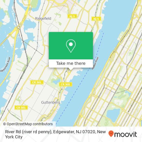 Mapa de River Rd (river rd penny), Edgewater, NJ 07020