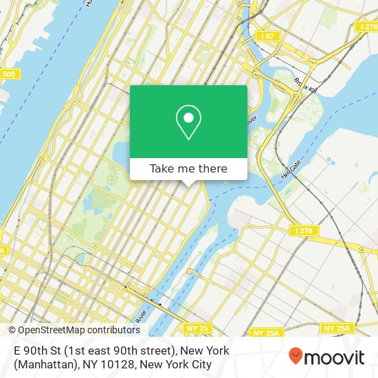 E 90th St (1st east 90th street), New York (Manhattan), NY 10128 map