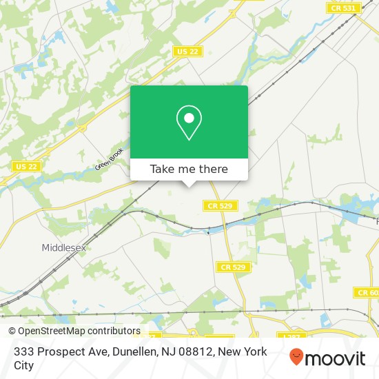 Mapa de 333 Prospect Ave, Dunellen, NJ 08812