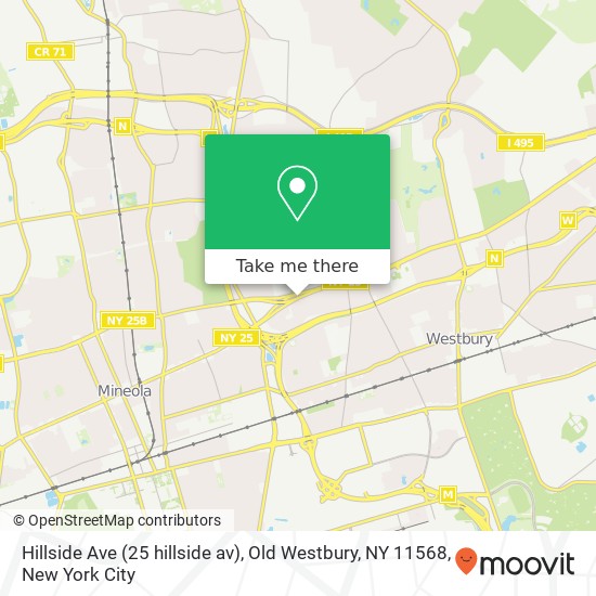 Mapa de Hillside Ave (25 hillside av), Old Westbury, NY 11568