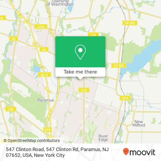 Mapa de 547 Clinton Road, 547 Clinton Rd, Paramus, NJ 07652, USA