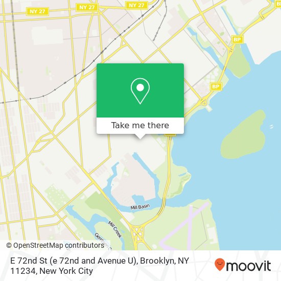 Mapa de E 72nd St (e 72nd and Avenue U), Brooklyn, NY 11234
