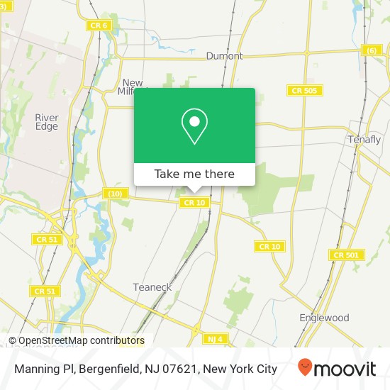 Mapa de Manning Pl, Bergenfield, NJ 07621