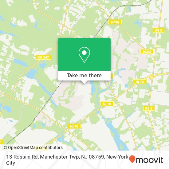 Mapa de 13 Rossini Rd, Manchester Twp, NJ 08759