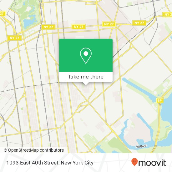 Mapa de 1093 East 40th Street, 1093 E 40th St, Brooklyn, NY 11210, USA
