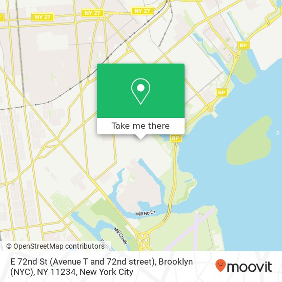 Mapa de E 72nd St (Avenue T and 72nd street), Brooklyn (NYC), NY 11234