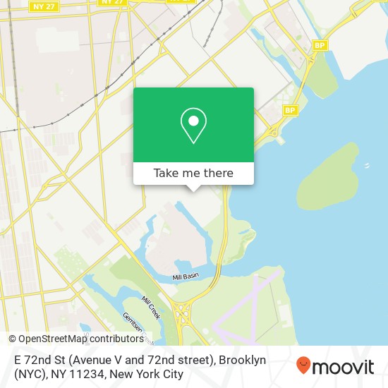 Mapa de E 72nd St (Avenue V and 72nd street), Brooklyn (NYC), NY 11234