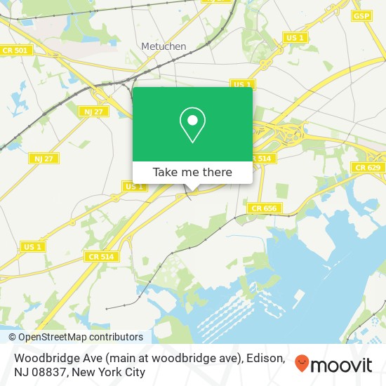 Mapa de Woodbridge Ave (main at woodbridge ave), Edison, NJ 08837