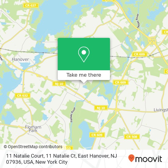 Mapa de 11 Natalie Court, 11 Natalie Ct, East Hanover, NJ 07936, USA