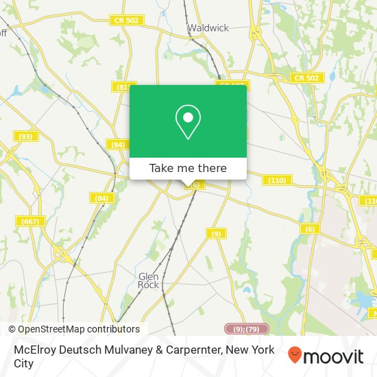 Mapa de McElroy Deutsch Mulvaney & Carpernter, 40 W Ridgewood Ave
