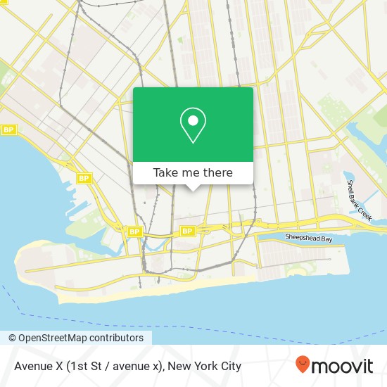 Mapa de Avenue X (1st St / avenue x), Brooklyn (BROOKLYN), NY 11223