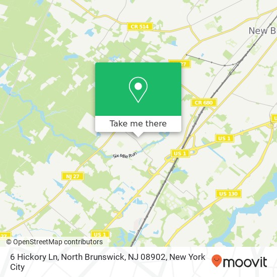 Mapa de 6 Hickory Ln, North Brunswick, NJ 08902