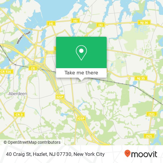 Mapa de 40 Craig St, Hazlet, NJ 07730