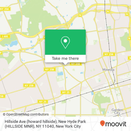 Mapa de Hillside Ave (howard hillside), New Hyde Park (HILLSIDE MNR), NY 11040
