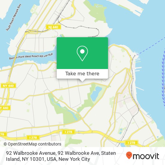 Mapa de 92 Walbrooke Avenue, 92 Walbrooke Ave, Staten Island, NY 10301, USA