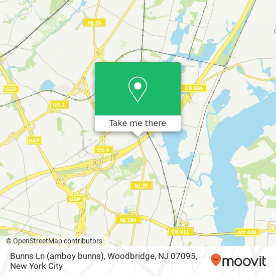 Mapa de Bunns Ln (amboy bunns), Woodbridge, NJ 07095