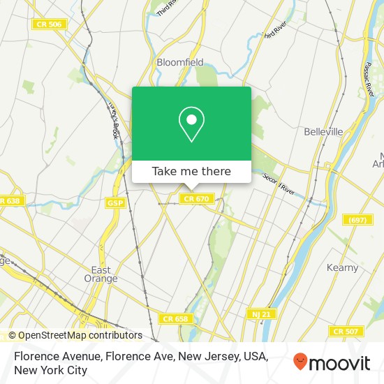 Florence Avenue, Florence Ave, New Jersey, USA map