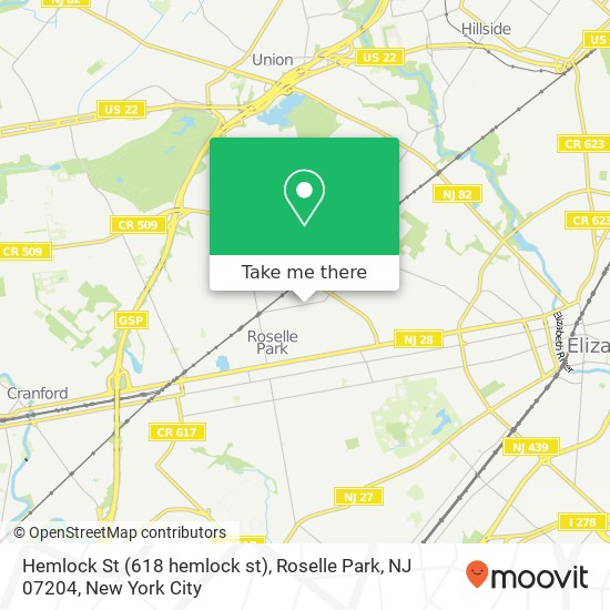 Mapa de Hemlock St (618 hemlock st), Roselle Park, NJ 07204