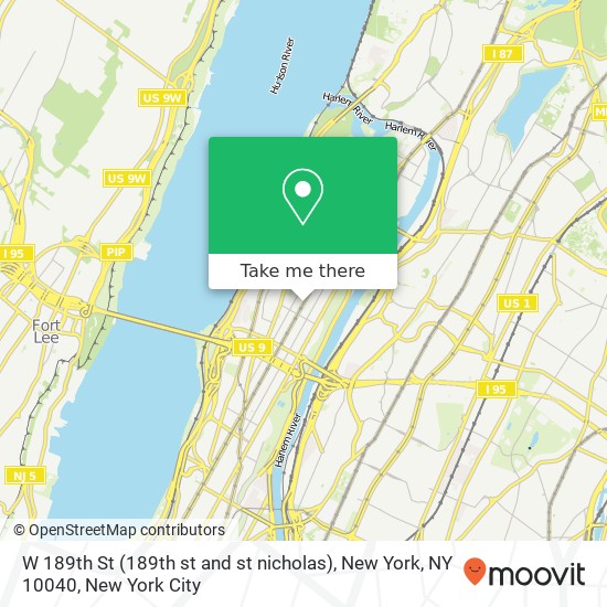 Mapa de W 189th St (189th st and st nicholas), New York, NY 10040