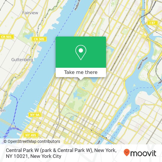 Mapa de Central Park W (park & Central Park W), New York, NY 10021